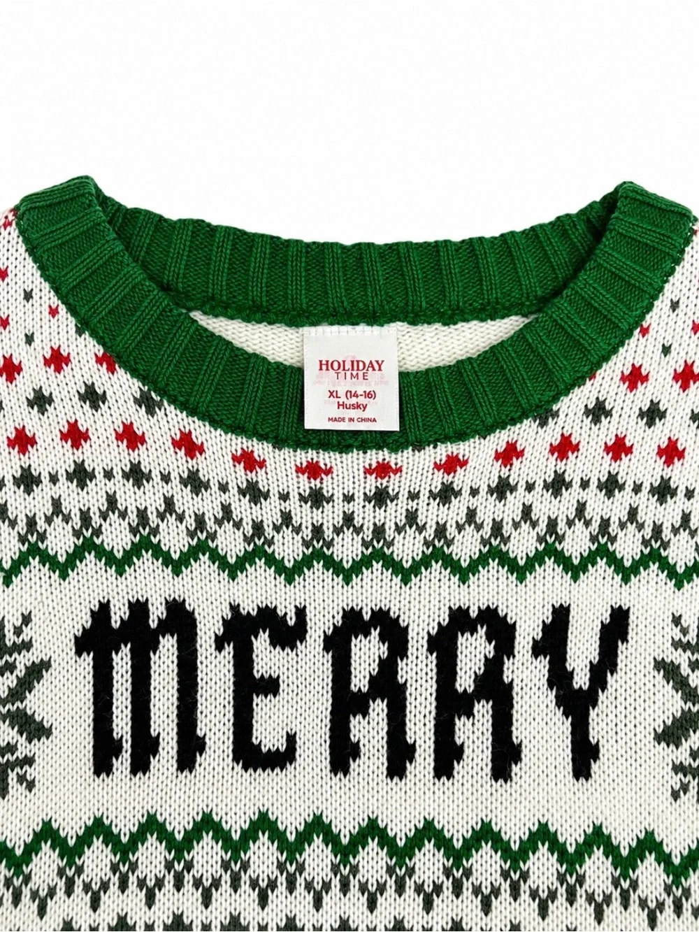 🎄 Merry Smiley Face Christmas Sweater – XL (14–16) | Like New